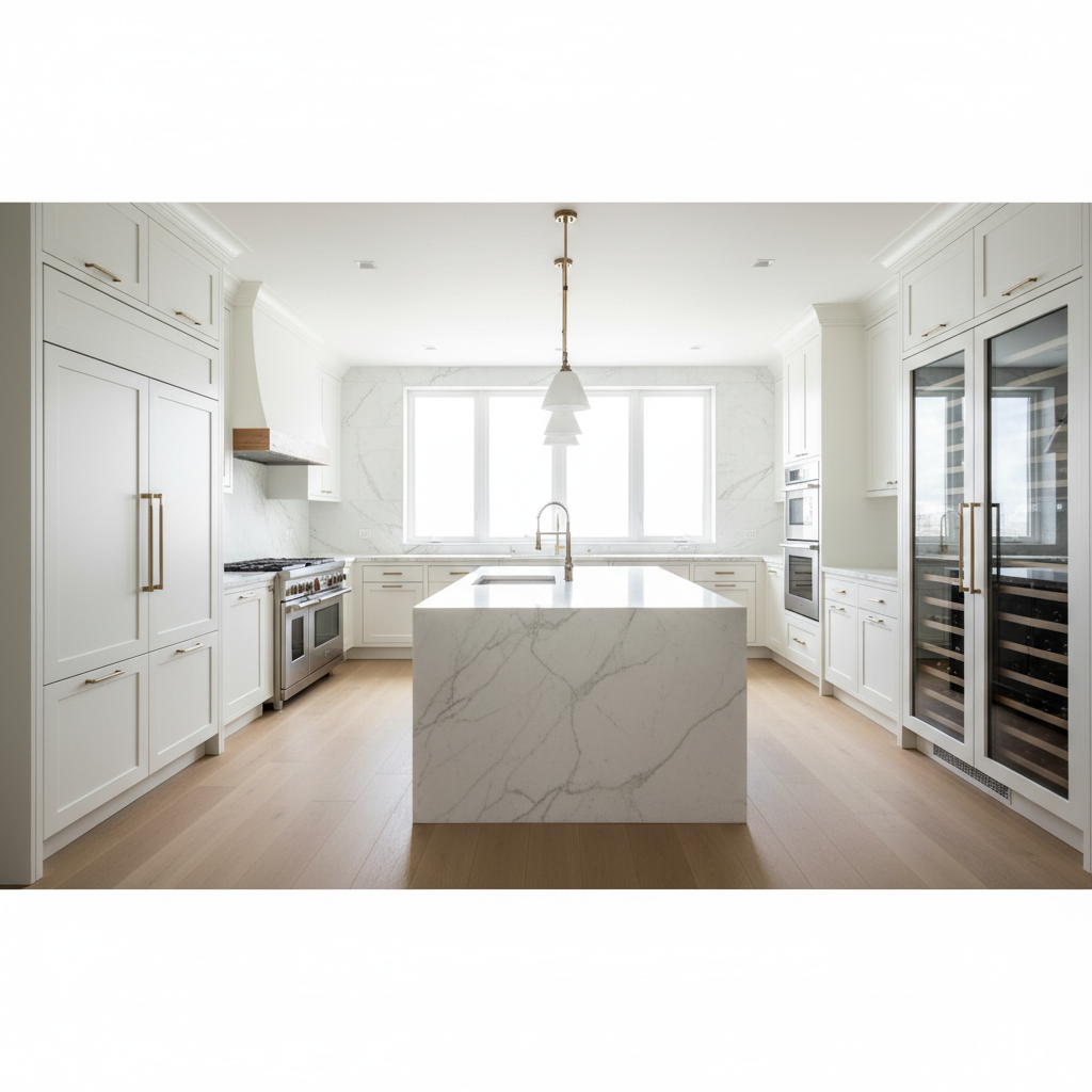 Luxury kitchen with built-in Sub-Zero style refrigeration